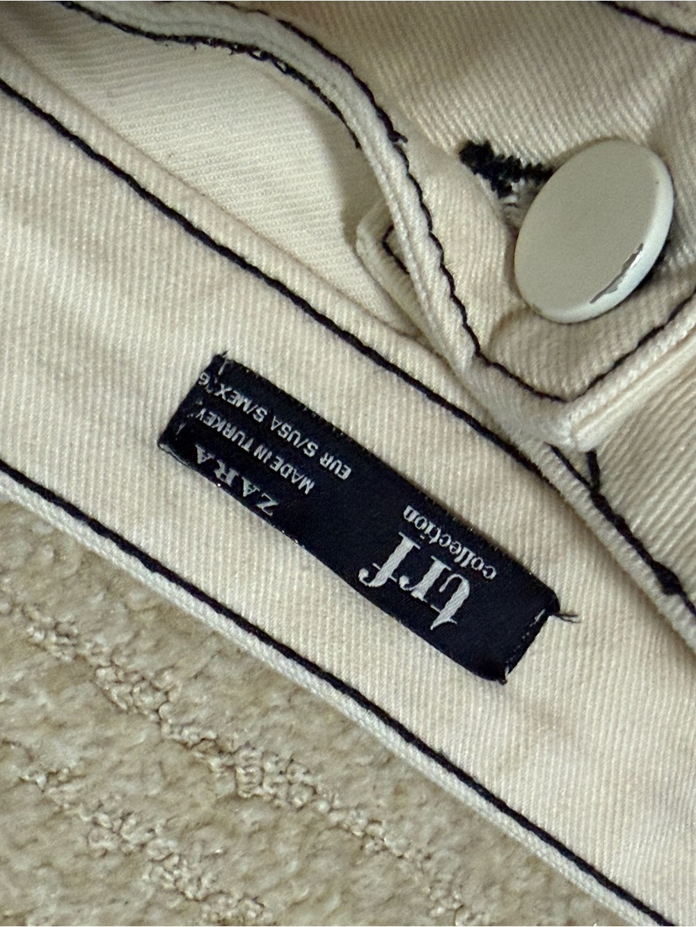 Zara Cream Mini Skirt with Black Stitching - Picture 5 of 5